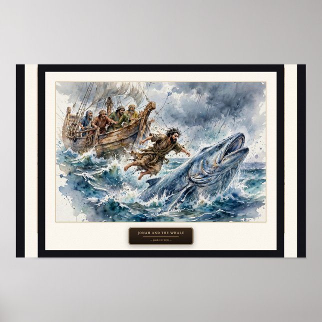 Poster Jonas e a Baleia — Aquarela Solta (Frente)