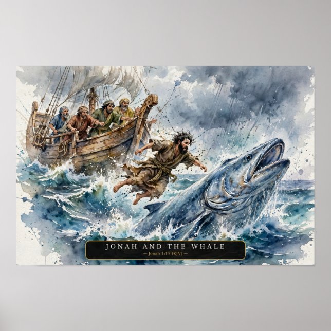 Poster Jonas e a Baleia — Aquarela Solta (Frente)