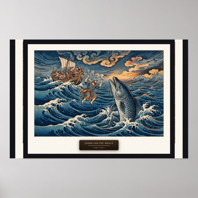 Poster Jonas e a Baleia — Ukiyo-e (Frente)