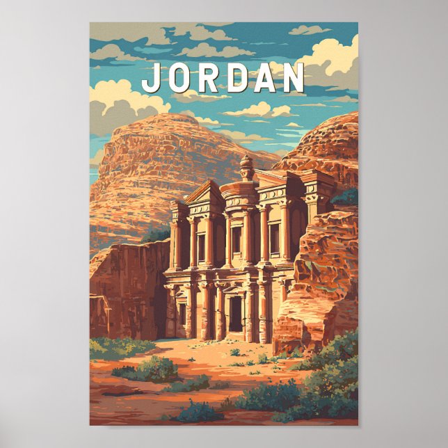 Poster Jordan Illustration Travel Art Vintage (Frente)