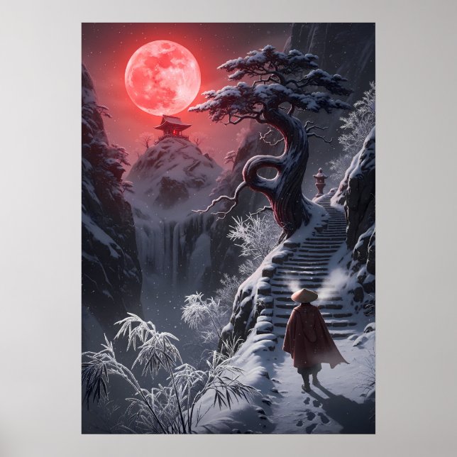 Poster Jornada Zen de Inverno: Templo da Lua Vermelha (Frente)