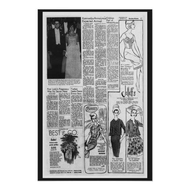 Pôster Jornal americano Kennedy 1963 (Frente)