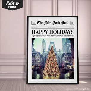 Poster Jornal de Natal Personalizado, Arte de Natal Moder
