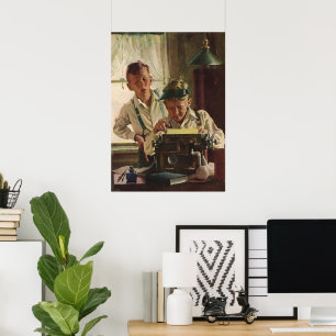 Pôster Jornalistas do Vintage Children Boy Jornalistas, E