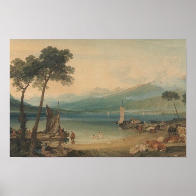 Pôster Joseph Mallord William Turner - Lago de Genebra (Frente)