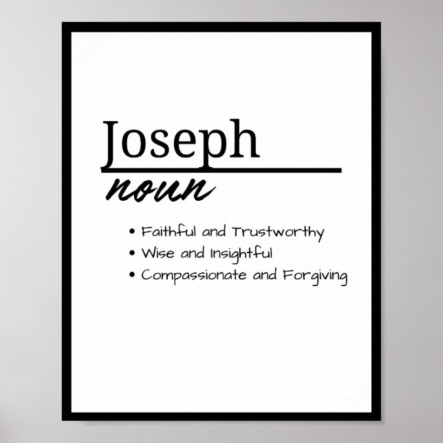 Poster Joseph, Menino Definição de Nome Personalizado (Frente)