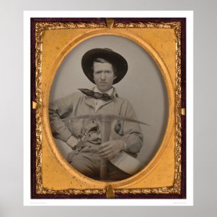 Pôster Joseph Sharp, com uma picareta, frigideira e arma