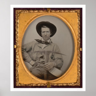 Pôster Joseph Sharp, com uma picareta, frigideira e arma