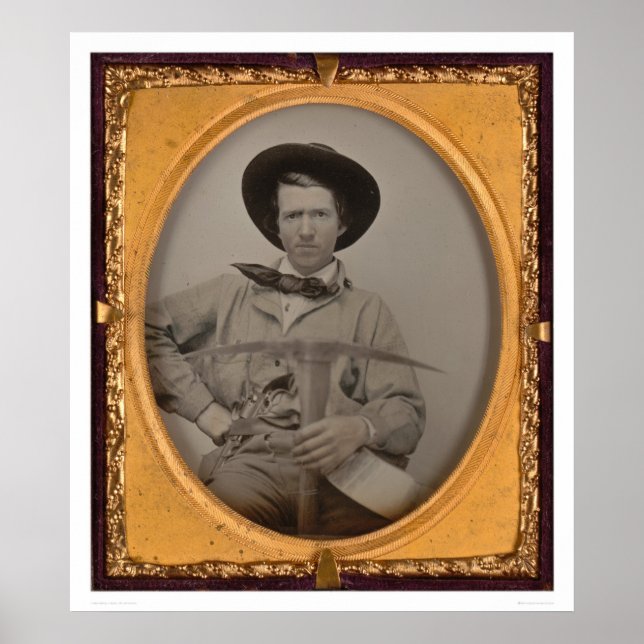 Pôster Joseph Sharp, com uma picareta, frigideira e arma  (Frente)
