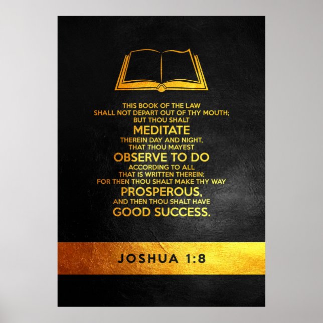 Poster Joshua 1:8 Bíblia Verso (Frente)