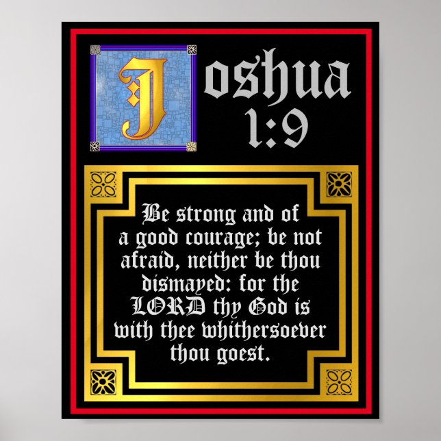 Poster Joshua 1:9 Illuminated Old Testament Bible Verse (Frente)