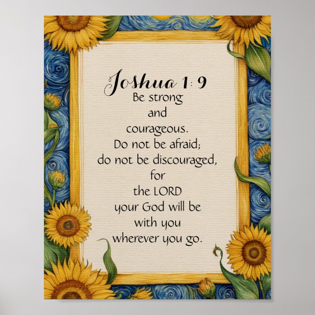 Poster Joshua 1:9 NIV Bíblia Verse Art (Frente)
