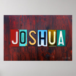 Pôster JoshUA Licença Plate - Letra art Name Sinal