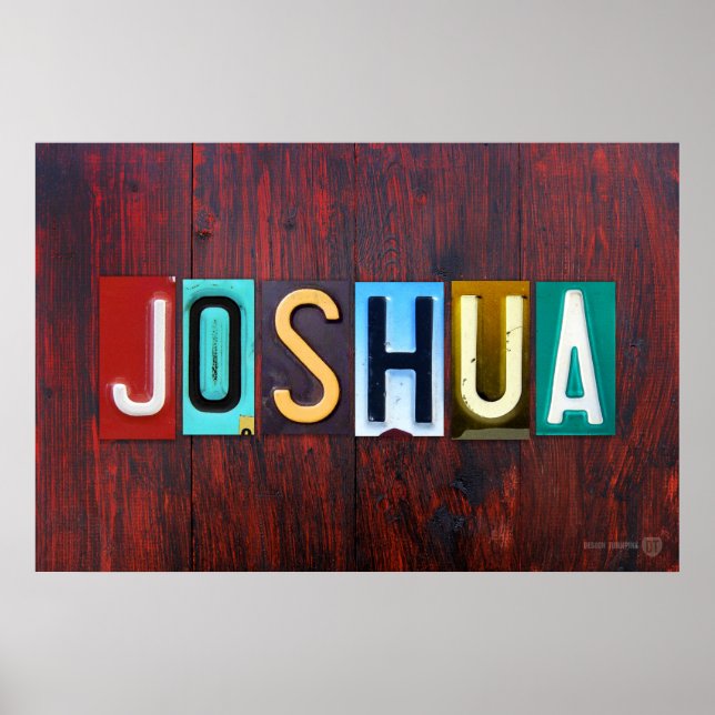 Pôster JoshUA Licença Plate - Letra art Name Sinal (Frente)