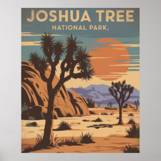 Poster Joshua Tree california paisagem desértica pôr do s