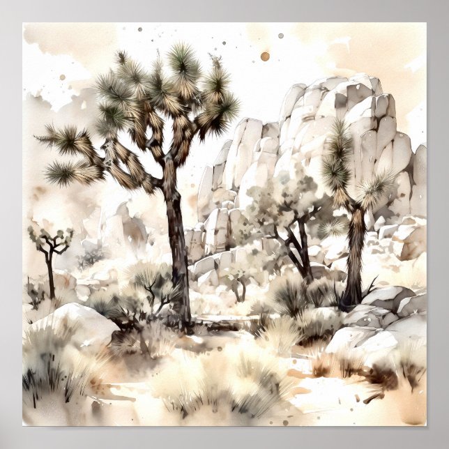 Poster Joshua Tree National Park Watercolor (Frente)