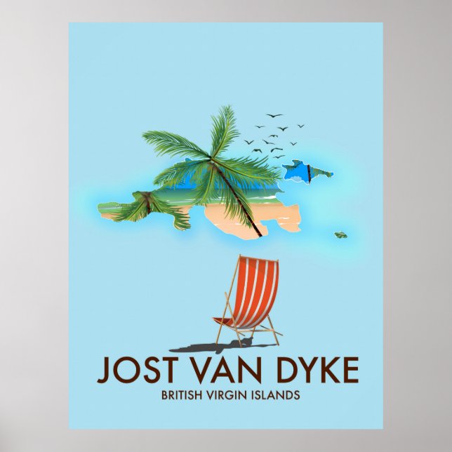Poster jost van dyke Ilhas Virgens Britânicas. (Frente)