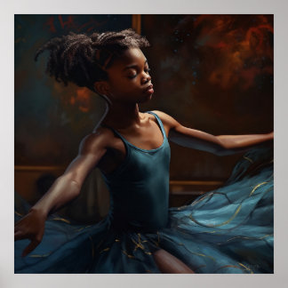 Poster Jovem Ballerina Negra em Reposição