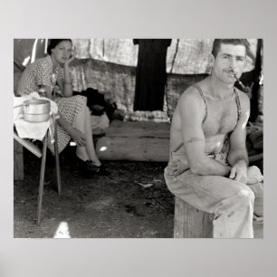 Pôster Jovem Casal de Agricultores, 1939. Foto Antiga