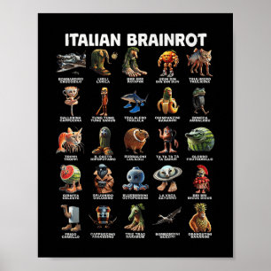 Poster Jovem de Cérebro Italiano Brainrot Memórias Engraç