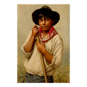 Pôster Jovem homem capinando milho, pintura famosa