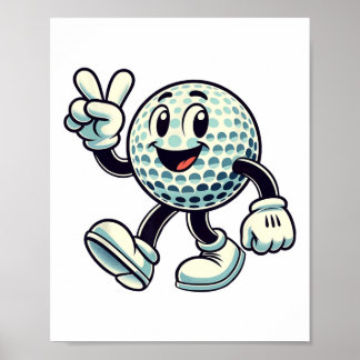 Poster Jovem Jogador de Golfe Meninos Golfe Divertido 