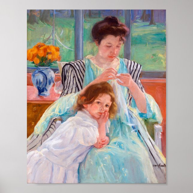 Poster Jovem Mãe Costurando, Mary Cassatt (Frente)