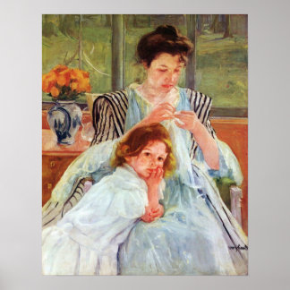 Pôster Jovem mãe costurando por Mary Stevenson Cassatt