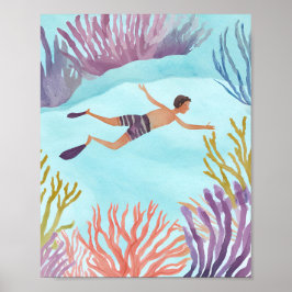 Poster Jovem mergulhador de snorkel
