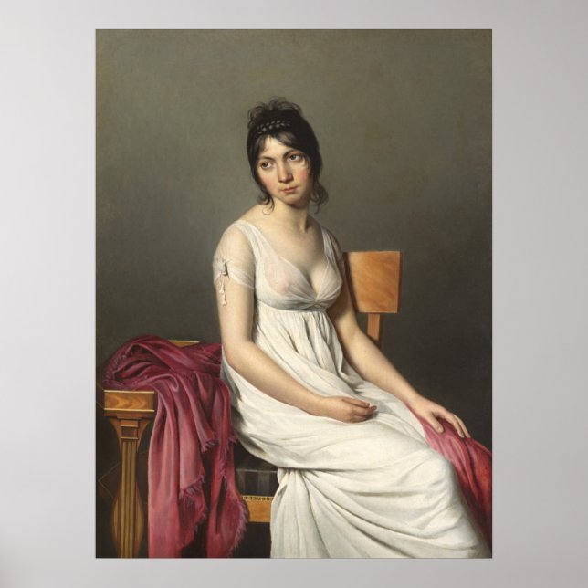 Poster Jovem Mulher de Branco, Jacques-Louis David Fine A (Frente)