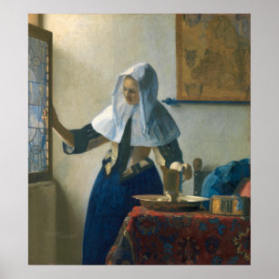 Pôster Jovem mulher de Johannes Vermeer com um jarro da
