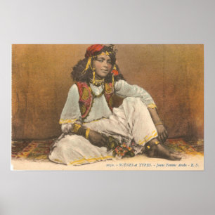 Poster Jovem mulher de Tunísia 1910