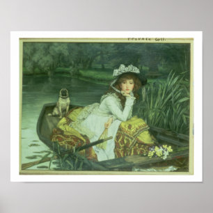Pôster Jovem mulher em um barco, ou reflexões, c.1870