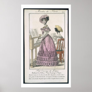 Poster Jovem mulher em um vestido cor-de-rosa do organdi