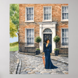 Poster Jovem mulher inglesa inspirada no vintage