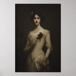 Poster Jovem Mulher Segurando Rosa Murcha, Gótico Vitoria