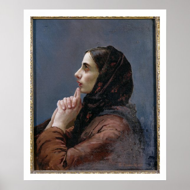 Pôster Jovem na Prayer, 1879 (óleo na canvas) (Frente)