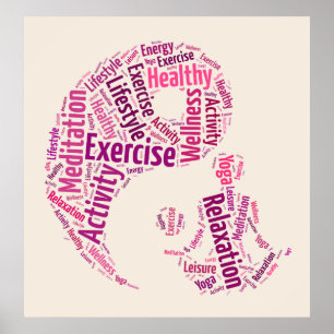 Poster Jovem praticando ioga sob o símbolo Yin Yang