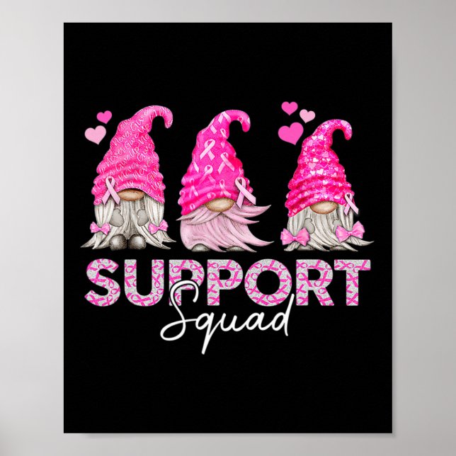 Poster Jovens divertidas apoiam Cancer de Mama em Quadrad (Frente)