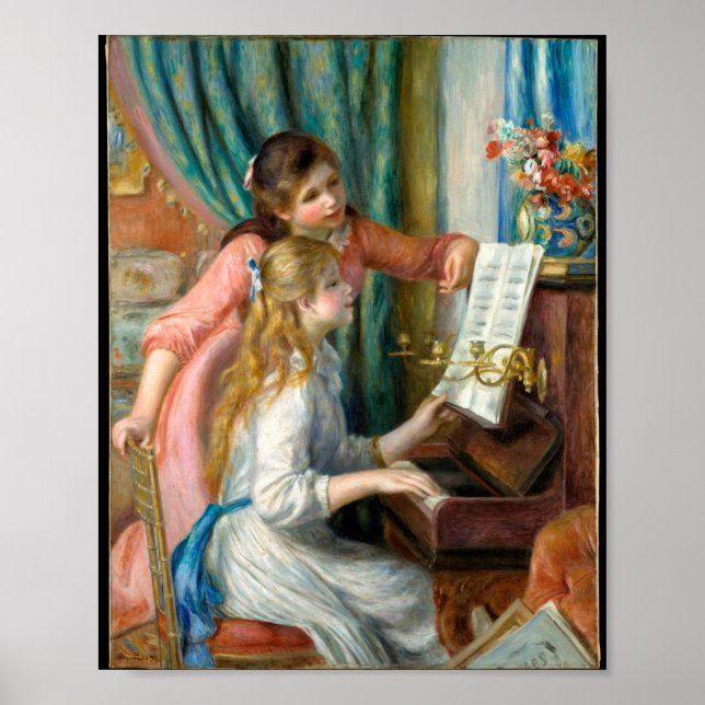 Poster Jovens meninas ao piano por Pierre-Auguste Renoir (Frente)