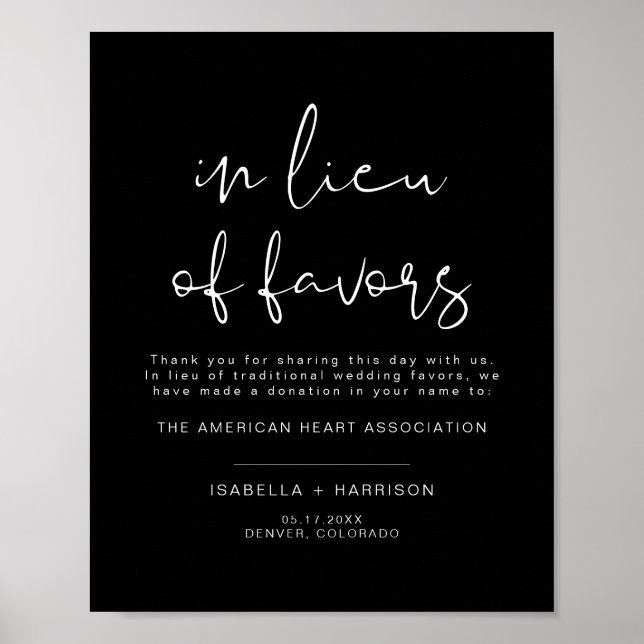 Poster JOVI Black Edgy Em Vez de Favores Casamento (Frente)