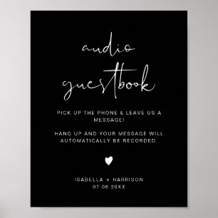 Poster JoVI Edgy Black Audio Guestbook Sinal de Casamento