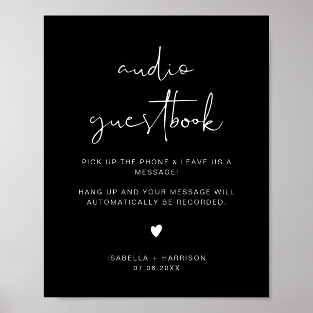 Poster JoVI Edgy Black Audio Guestbook Sinal de Casamento (Frente)