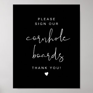 Poster JoVI Edgy Black Cornhole Guestbook Sinal de Casame