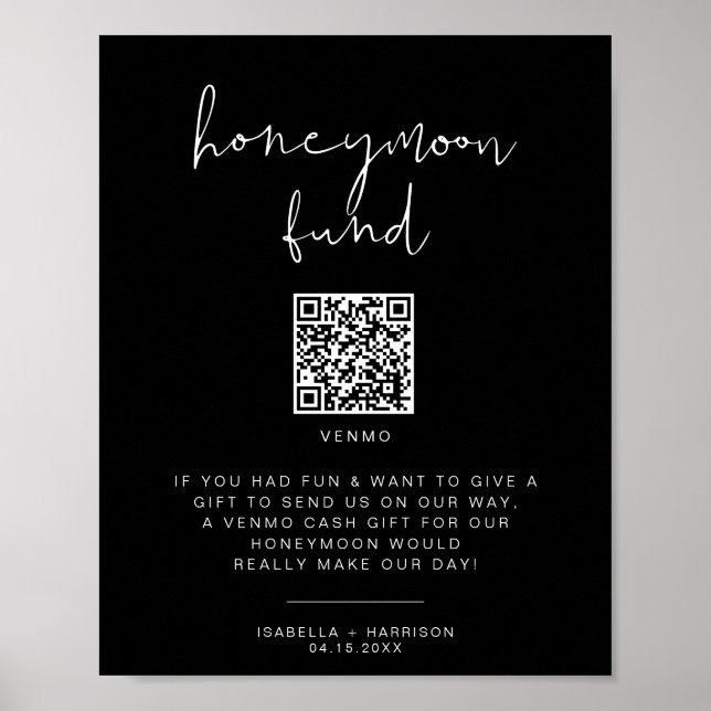 Poster JOVI Edgy Black Modern Honeymoon Fund Sinal de Cas (Frente)
