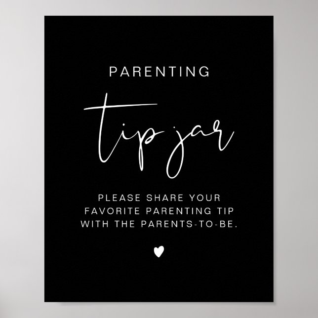 Poster JOVI Edgy Black Modern Tip Jar and Advice Sign (Frente)