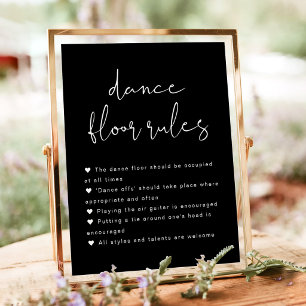 Poster JOVI Edgy Black Wedding Dance Floor Rules Sign