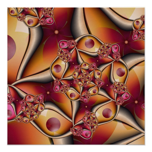 Pôster Joy Abstrato Red Orange Fantasy Fractal (Frente)