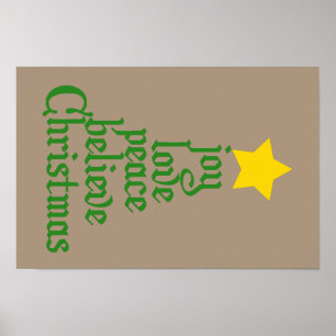 Poster Joy, Love, Peace, Acredite, Natal