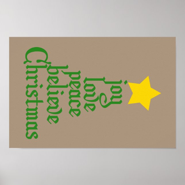 Poster Joy, Love, Peace, Acredite, Natal (Frente)